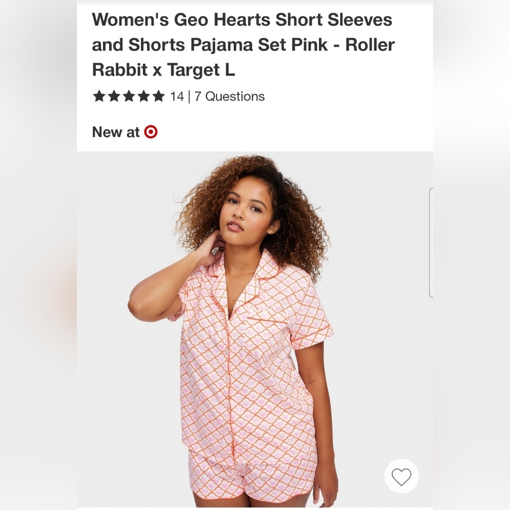 Roller Rabbit × Target Pink Geo Hearts Pajama Set - Picture 2 of 3